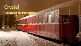  Presentation with winter scene - Slides featuring night scene with old train background and a tawny brown colored foreground