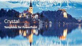  Presentation with fall lake - Presentation theme featuring night-scenery-at-bled-lake and a ocean colored foreground