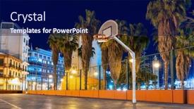  Presentation with basketball court - PPT layouts with night-scenery-of-a-public background and a  colored foreground