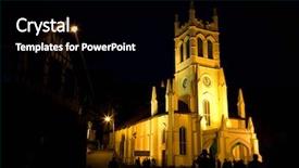  Presentation with christian church - Slide deck with many small irregular squares background and a light blue colored foreground.