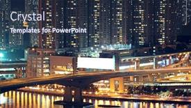  Presentation with city night - Amazing slide set having night-shot-of-a-city backdrop and a tawny brown colored foreground