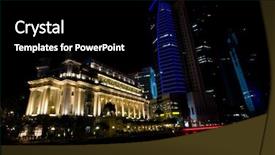  Presentation with tall buildings - PPT theme featuring night shot of hotels background and a black colored foreground