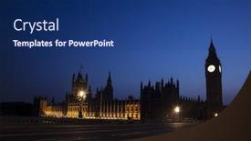  Presentation with night - Presentation theme featuring night-silhouette-of-big-ben background and a navy blue colored foreground