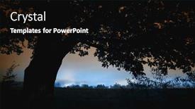  Presentation with tree silhouette - Slide deck with night-silhouette-tree-and-village background and a black colored foreground