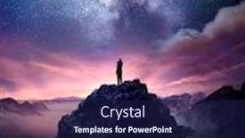  Presentation with night sky - Amazing presentation theme having night sky long exposure landscape a man standing on a high rock watching the stars rise into the night sky photo composite backdrop and a navy blue colored foreground