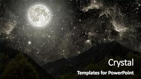  Presentation with night sky moon - Cool new slides with night sky with stars moon backdrop and a black colored foreground