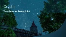  Presentation with stars moon - Presentation design consisting of night-sky-with-stars background and a ocean colored foreground