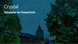  Presentation with stars moon - Presentation theme with night-sky-with-stars background and a ocean colored foreground