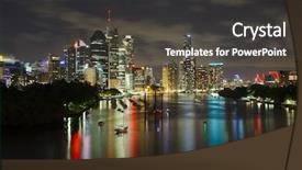  Presentation with australia - Audience pleasing presentation consisting of night skyline of brisbane australia backdrop and a dark gray colored foreground