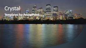  Presentation with sydney - Audience pleasing PPT theme consisting of night skyline of sydney australia backdrop and a gray colored foreground