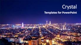  Presentation with oriental pudong skyline lujiazui - Cool new slide deck with night skyscraper - barcelona skyline spain backdrop and a navy blue colored foreground