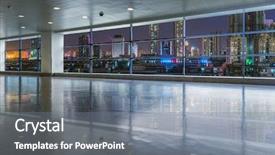  Presentation with seeing through fog - Amazing slide set having night skyscraper - shanghai cityscape seen through window backdrop and a gray colored foreground