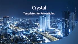  Presentation with blue night - Cool new slides with night skyscraper and ayalon freeway backdrop and a navy blue colored foreground