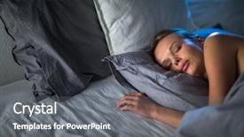  Presentation with sleeping - Presentation theme enhanced with beautiful young woman sleeping in bed colour toned image shallow dof background and a gray colored foreground