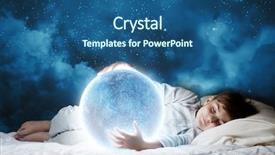  Presentation with sleeping - Presentation theme having sleeping in bed with moon background and a ocean colored foreground