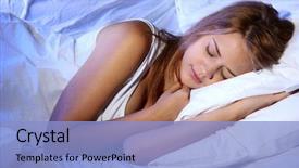  Presentation with sleeping - PPT layouts enhanced with blue night - young beautiful woman sleeping background and a light blue colored foreground
