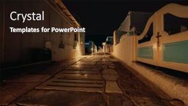  Presentation with eastern - Cool new PPT layouts with night-street-middle-eastern-village backdrop and a wine colored foreground