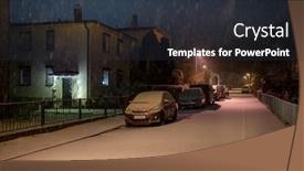  Presentation with night city - Cool new presentation theme with night-street-of-a-snowy backdrop and a  colored foreground