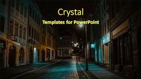  Presentation with high quality - Presentation design featuring night-street-of-european-city background and a wine colored foreground