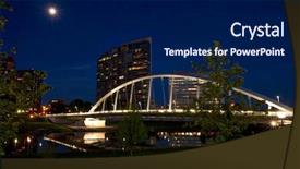  Presentation with columbus - Theme having night time glow of the main street bridge in columbus ohio background and a navy blue colored foreground