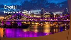  Presentation with night city - Amazing slides having time panorama of brisbane city backdrop and a ocean colored foreground