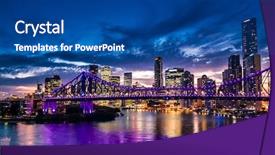  Presentation with night city - Cool new PPT theme with brisbane city with purple backdrop and a ocean colored foreground