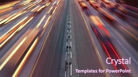  Presentation with city roads - Amazing theme having night time traffic on highway backdrop and a tawny brown colored foreground