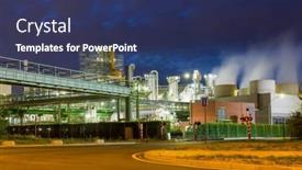  Presentation with port industry - Presentation theme with night-time-view-on-illuminated background and a ocean colored foreground