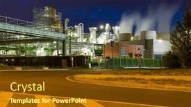  Presentation with port industry - Presentation theme enhanced with night-time-view-on-illuminated background and a tawny brown colored foreground