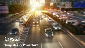  Presentation with traffic congestion - Colorful PPT layouts enhanced with night traffic cars on highway backdrop and a tawny brown colored foreground