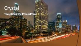  Presentation with people of los angeles - Presentation design with night traffic in los angeles background and a  colored foreground