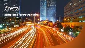  Presentation with traffic jam - Colorful PPT theme enhanced with night traffic jam hdr backdrop and a ocean colored foreground