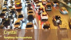  Presentation with traffic jam - Slide set featuring night traffic jam in moscow background and a tawny brown colored foreground