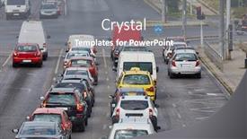  Presentation with traffic road - Cool new slide deck with night-traffic-on-an-urban backdrop and a gray colored foreground