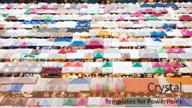  Presentation with labor market - Slide set having night train market ratchada bangkok background and a coral colored foreground