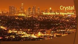  Presentation with los angeles - Cool new PPT theme with night urban city light backdrop and a tawny brown colored foreground