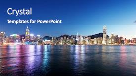  Presentation with simple japan hong kong - Presentation design enhanced with night view - skyline of hong kong background and a ocean colored foreground