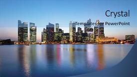  Presentation with tall buildings - Theme featuring image relative to migration background and a  colored foreground.