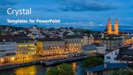  Presentation with city night - Slide set consisting of night-view-at-the-city background and a teal colored foreground