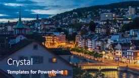  Presentation with city night - Beautiful slide deck featuring night-view-at-the-city backdrop and a ocean colored foreground