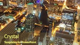  Presentation with chicago - PPT theme featuring night view from willis tower background and a tawny brown colored foreground