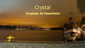  Presentation with water ship - Cool new presentation theme with night-view-in-stockholm-ship backdrop and a tawny brown colored foreground