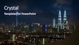  Presentation with kuala lumpur malaysia skyline - Colorful slide deck enhanced with night view kuala lumpur city backdrop and a navy blue colored foreground
