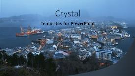 Presentation with destination - PPT theme featuring night-view-of-alesund-skyline background and a light blue colored foreground