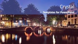  Presentation with illuminated - PPT theme having night-view-of-amterdam-cityscape background and a teal colored foreground