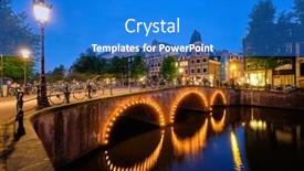  Presentation with illuminated - Audience pleasing slide set consisting of night-view-of-amterdam-cityscape backdrop and a cobalt blue colored foreground