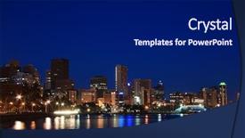  Presentation with view of rotterdam city - Theme enhanced with night view of coastal city background and a black colored foreground