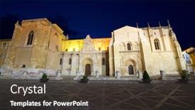  Presentation with night - Theme enhanced with night-view-of-collegiate-church background and a dark gray colored foreground