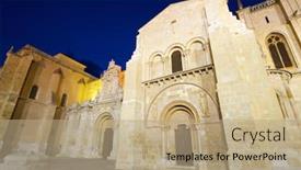  Presentation with church - Slide deck consisting of night-view-of-collegiate-church background and a coral colored foreground