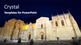  Presentation with church - Theme featuring night-view-of-collegiate-church background and a navy blue colored foreground